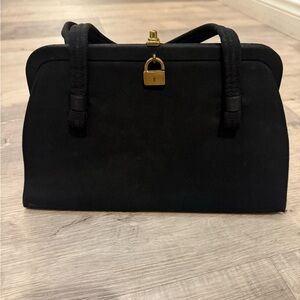 Vintage 1950s L&M Bags by Edwards Black Faille Handbag – Gold Padlock Clasp